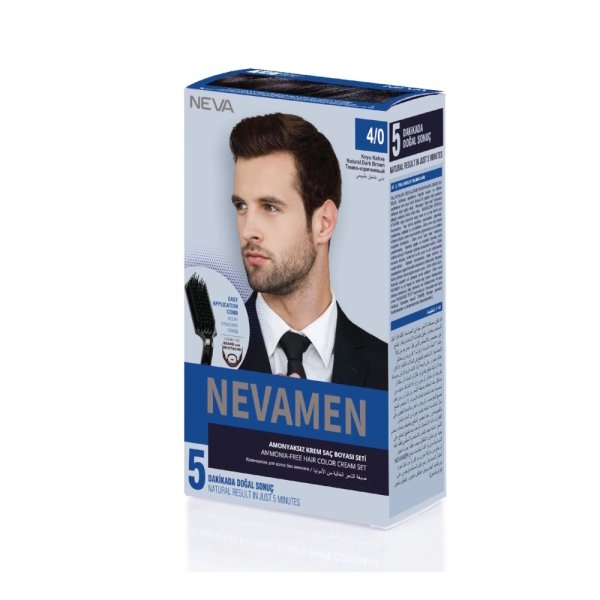 Neva Nevamen 4/0 Koyu Kahve Amonyaksız Krem Saç Boyası Seti - 1