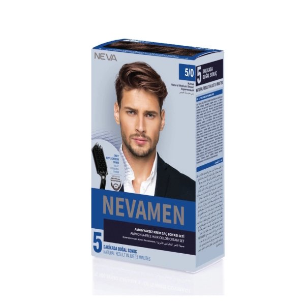 Neva Nevamen 5/0 Kahve Amonyaksız Krem Saç Boyası Seti - 1
