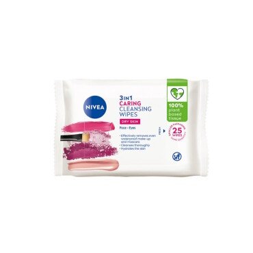 Nivea 3 In 1 Caring Cleansing Wipes 25pcs - Nivea