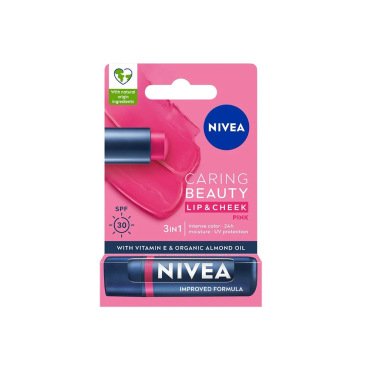 Nivea Caring Beauty Renkli Dudak Bakım Kremi ve Yanak Balmı Pembe SPF30 4.8g - Nivea