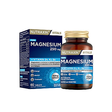 Nutraxin Magnesium Daily 250 mg Takviye Edici Gıda 60 Tablet - Nutraxin