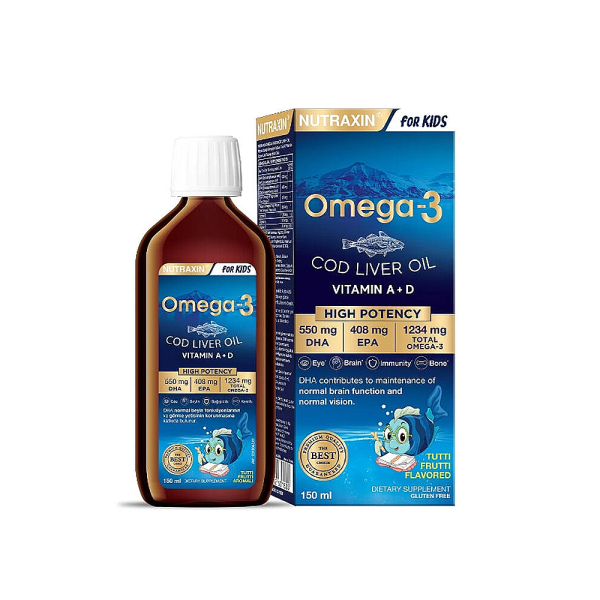 Nutraxin Omega-3 Cod Liver Oil Tutti Frutti Aromalı 150 ml Takviye Edici Gıda - 1