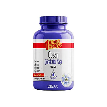 Ocean Çörek Otu Yağı 1000mg Soğuk Sıkım Takviye Edici Gıda 60+60 Softjel Kapsül - Ocean