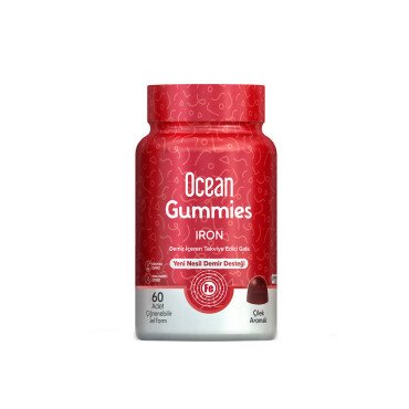 Ocean Gummies Iron 60 Çiğnenebilir Jel Form Çilek Aromalı - Ocean