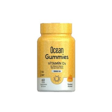 Ocean Gummies Vitamin D3 1000IU 60 Çiğnenebilir Jel Form Portakal Aromalı - Ocean