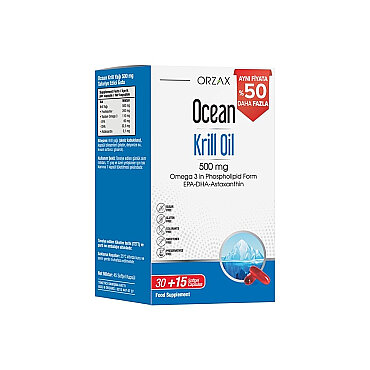 Ocean Krill Oil 500mg Takviye Edici Gıda 30+15 Kapsül - Ocean