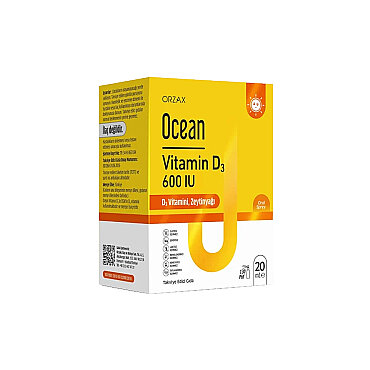 Ocean Vitamin D3 600IU Oral Spray Takviye Edici Gıda 20 ml - Ocean