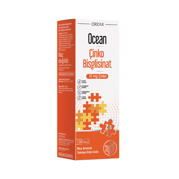 Ocean Zinc Bisglisinat İçeren Muz Aromalı Takviye Edici Gıda 150 ml - 1