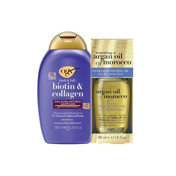 Organix Biotin&Collagen Şampuan 385 ml+Argan Saç Bakım Yağı 100 ml Set - 1