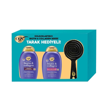 Organix Biotin&Collagen Şampuan 385 ml+Saç Kremi 385 ml+Tarak Hediyeli 3'lü Set - ORGANIX