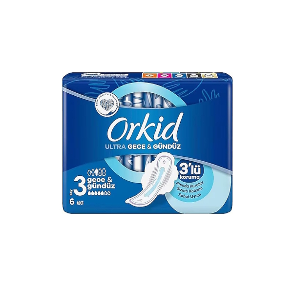 Orkid Ultra Gece&Gündüz 3 lü Koruma 6 Adet Hijyenik Ped Boy 3 - 1