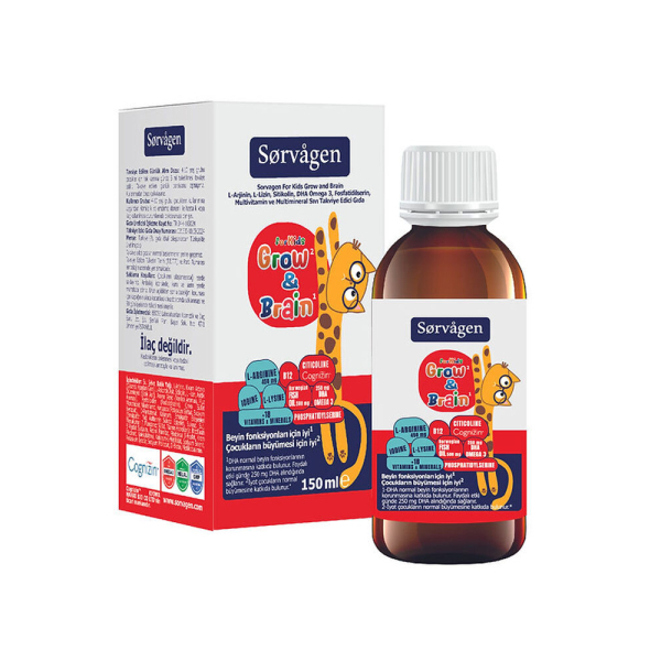 Sorvagen Grow and Brain For Kids Sıvı Takviye Edici Gıda 150 ml - 1