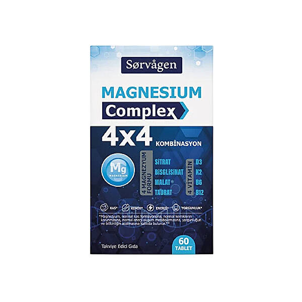 Sorvagen Magnesium Complex 4x4 Combination Takviye Edici Gıda 60 Tablet - 1