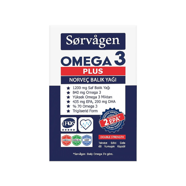 Sorvagen Omega 3 Plus Norveç Balık Yağı Takviye Edici Gıda 60 Yumuşak Kapsül - 1