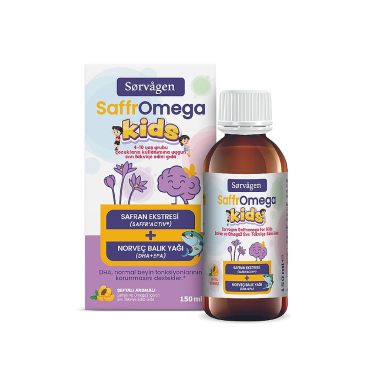Sorvagen SaffrOmega Kids Safran Ekstresi ve Norveç Balık Yağı Şeftali Aromalı Takviye Edici Gıda 150 ml - Sorvagen