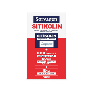 Sorvagen Sitikolin DHA Omega 3 ve B12 Takviye Edici Gıda 30 Kapsül - Sorvagen