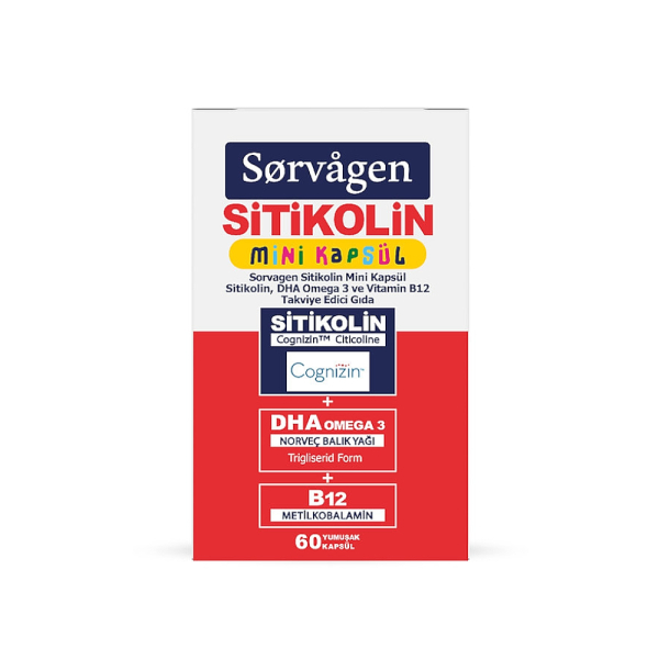 Sorvagen Sitikolin Mini Kapsül DHA Omega 3 ve B12 Takviye Edici Gıda 60 Kapsül - 1