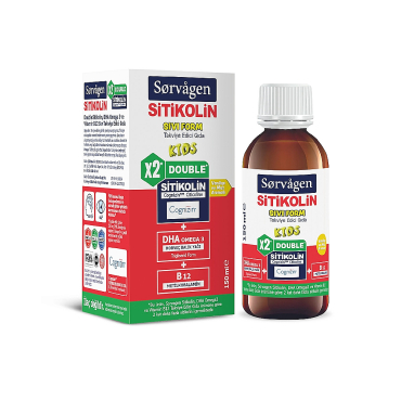 Sorvagen X2 Double Sitikolin Kids DHA Omega 3 ve B12 Vanilya & Muz Aromalı Takviye Edici Gıda 150 ml - Sorvagen