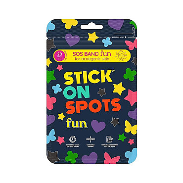 Stick On Spots SOS Band Fun for Acnegenic Skin Akneli Ciltler İçin Eğlenceli Tasarımlı Sivilce Bandı 20 Adet - Stick On Spots