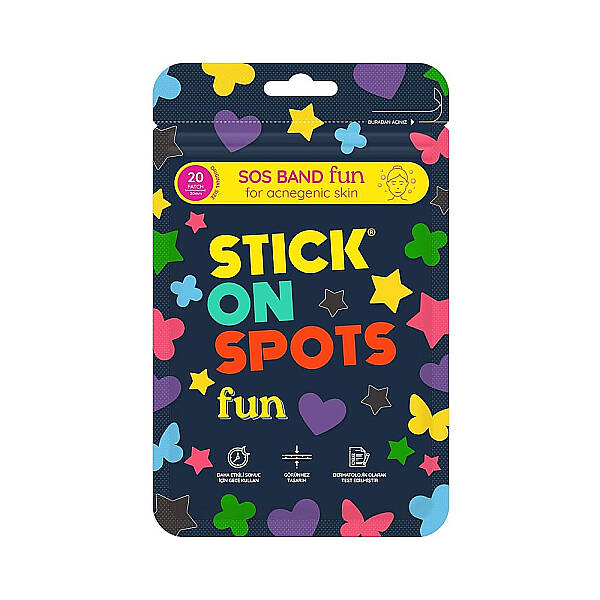 Stick On Spots SOS Band Fun for Acnegenic Skin Akneli Ciltler İçin Eğlenceli Tasarımlı Sivilce Bandı 20 Adet - 1