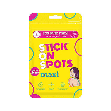 Stick On Spots SOS Band Maxi Body & Face for Acnegenic Skin Akneli Ciltler İçin Yüz ve Vücut Büyük Boy Sivilce Bandı 6 Adet - Stick On Spots