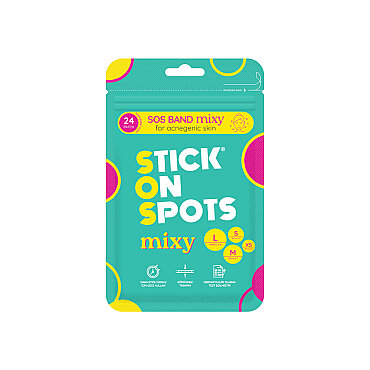 Stick On Spots SOS Band Mixy for Acnegenic Skin Akneli Ciltler İçin Karışık Boyutlu Sivilce Bandı 24 Adet - Stick On Spots