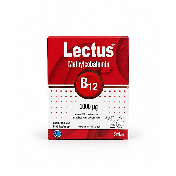 Lectus B12 Metilkobalamin 1000mg Dilaltı Sprey Takviye Edici Gıda 5 ml - 1