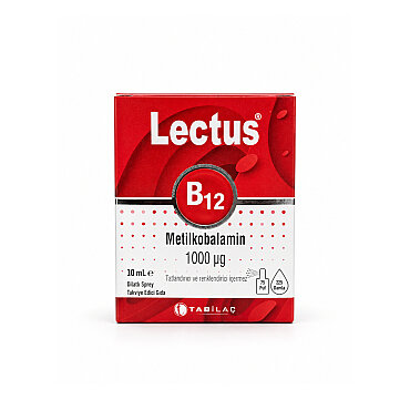 Lectus B12 Metilkobalamin 1000mg Dilaltı Sprey Takviye Edici Gıda 10 ml - Tabilaç