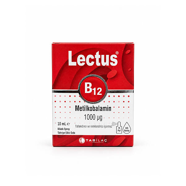 Lectus B12 Metilkobalamin 1000mg Dilaltı Sprey Takviye Edici Gıda 10 ml - 1