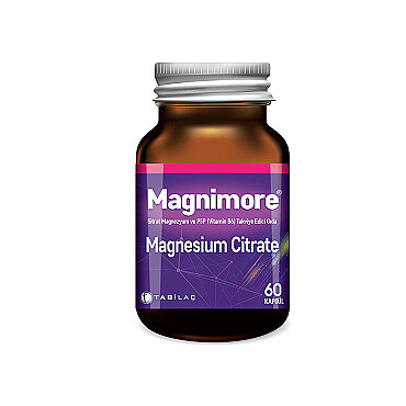 Magnimore Magnesium Citrate ve P5P (Vitamin B6) Takviye Edici Gıda 60 Kapsül - Tabilaç