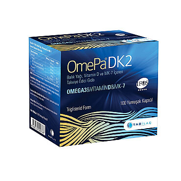 Omepa DK2 Omega 3 - Vitamin D - Menaq7 Takviye Edici Gıda 100 Yumuşak Kapsül - Tabilaç