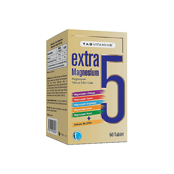 TAB Vitamins Extra 5 Magnesium Takviye Edici Gıda 60 Tablet - 1