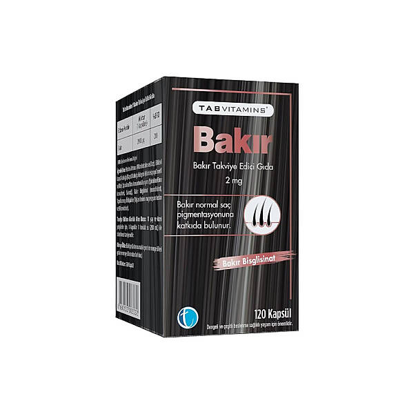 TabVitamins Bakır 2mg İçeren Takviye Edici Gıda 120 Kapsül - 1
