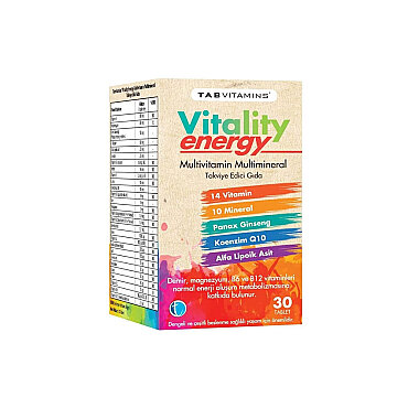TabVitamins Vitality Energy Multivitamin Multimineral Takviye Edici Gıda 30 Tablet - Tabilaç