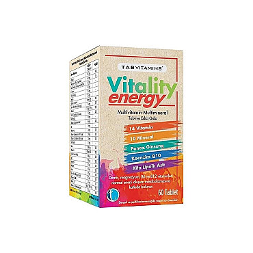 TabVitamins Vitality Energy Multivitamin Multimineral Takviye Edici Gıda 60 Tablet - Tabilaç