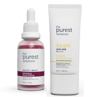 The Purest Solutions Canlandırıcı ve Ton Eşitleyici Yüz Peeling Serum + Spf 50+ Güneş Koruyucu Set - The Purest Solutions