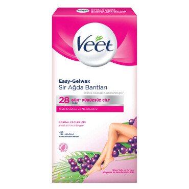 Veet Easy Gelwax Normal Ciltere Özel Bacak ve Vücut Bölgesi Sir Ağda Bandı 12 Adet - Veet
