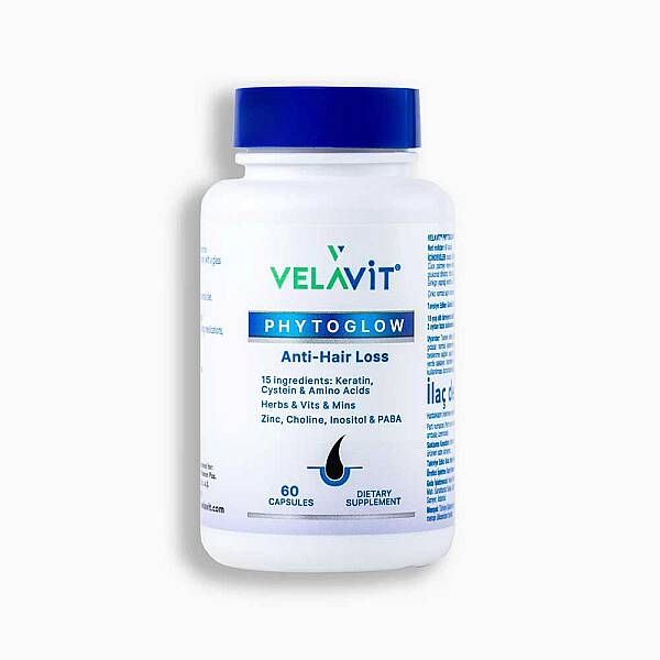 Velavit Phytoglow Anti-Hair Loss - Keratin İçeren Saç Vitamini Takviye Edici Gıda 60 Kapsül - 1