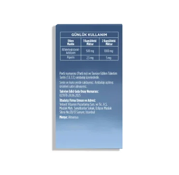 Velavit V-AKG Ca - Alfaketoglutarat-kalsiyum (AKG) Longevity - 60 Kapsül - Velavit (1)