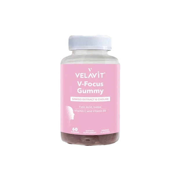 Velavit V-Focus Gummy - Kolin, Vitamin B5, İyot ve Folik Asit İçeren Takviye Edici Gıda 60 Kapsül - 1