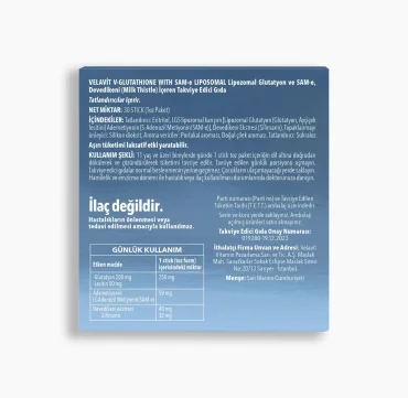 Velavit V-Glutathione with SAM-e Liposomal Takviye Edici Gıda 30 Saşe - Velavit (1)