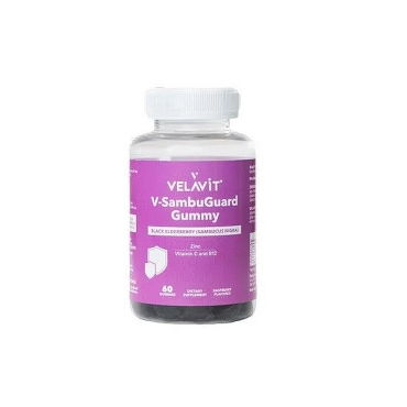 Velavit V-SambuGuard Gummy - Kara Mürver, Vitamin B12 İçeren Takviye Edici Gıda 60 Kapsül - Velavit