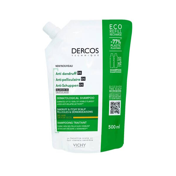 Vichy Dercos Kepek Karşıtı Şampuan Kuru Saçlar 500 ml Refill - 1