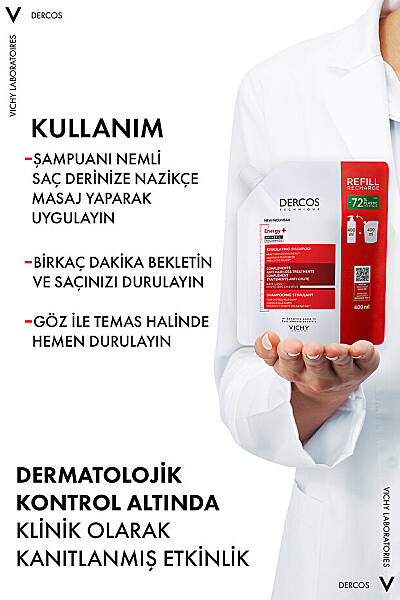 Vichy Dercos Saç Dökülmesine Karşı Tamamlayıcı Şampuan Refill 400 ml - 3