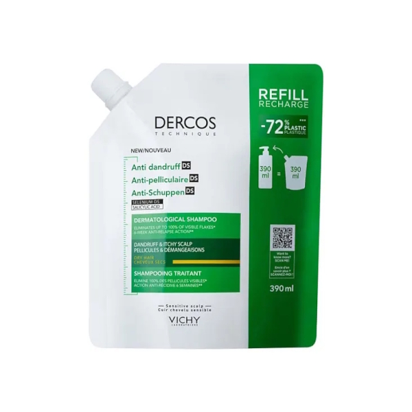 Vichy Dercos Kuru Saçlar İçin Kepek Karşıtı Refill Şampuan 390 ml - 1
