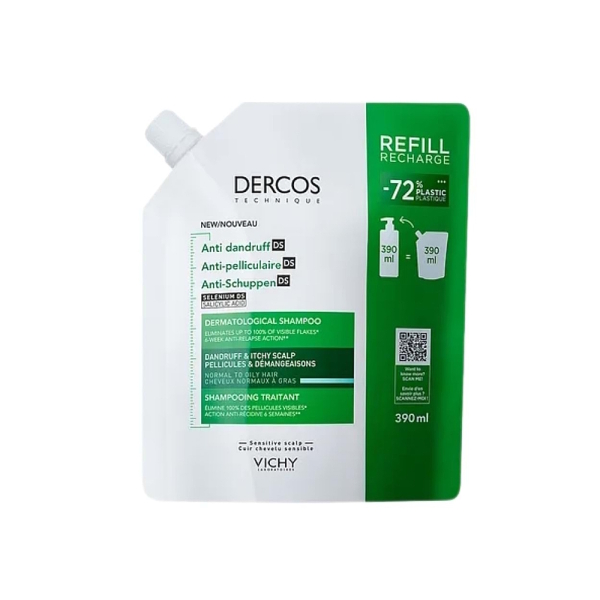 Vichy Dercos Yağlı Saçlar İçin Kepek Karşıtı Refill Şampuan 390 ml - 1