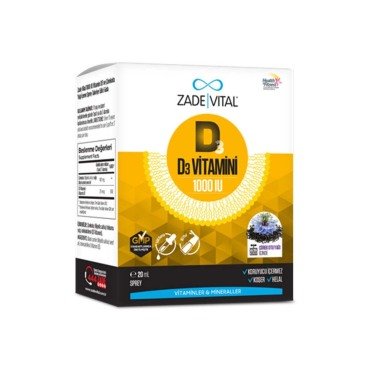 Zade Vital D3 Vitamin D3 1000IU 20ml Spray - Zade Vital