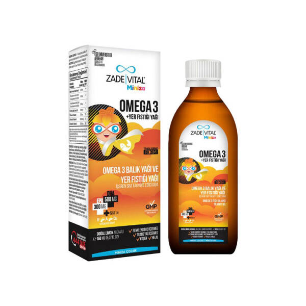 Zade Vital Miniza Omega 3 ve Yer Fıstığı Yağı Limon Aromalı 150ml - 1